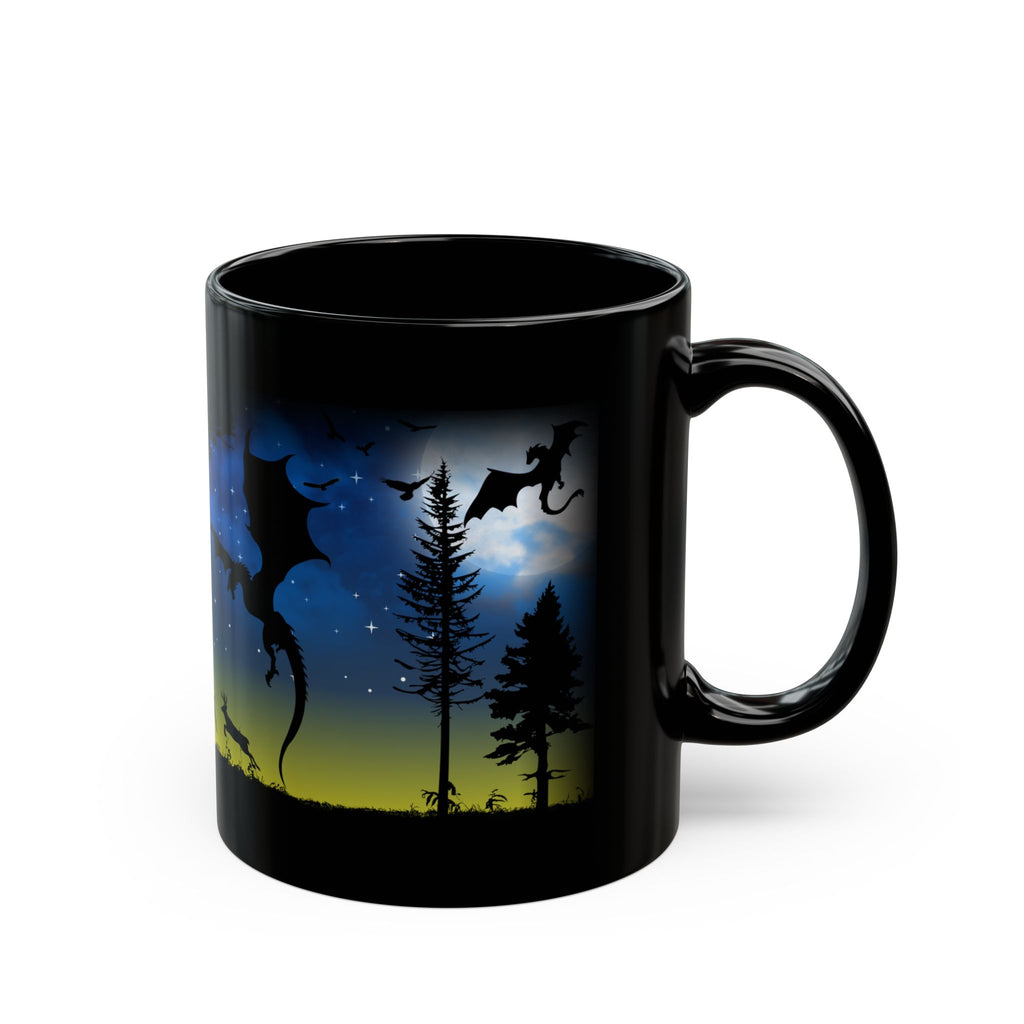 Fantasy Dragon Mug - 11oz Black Coffee Cups