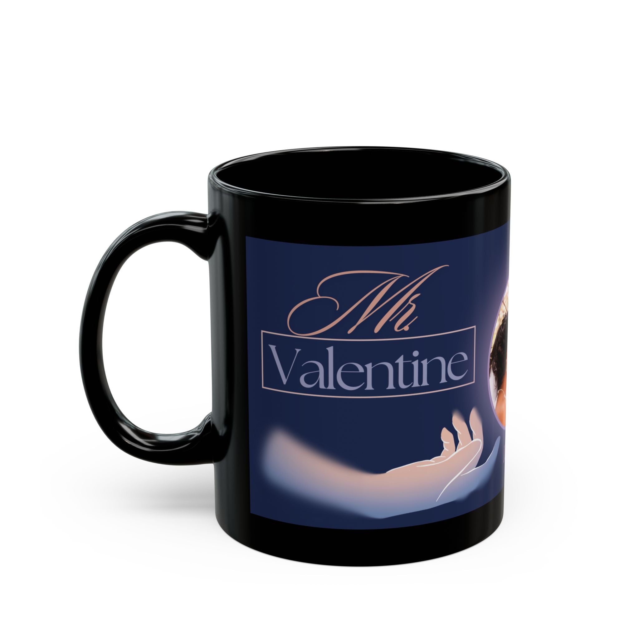 Taza negra personalizada con foto de boda