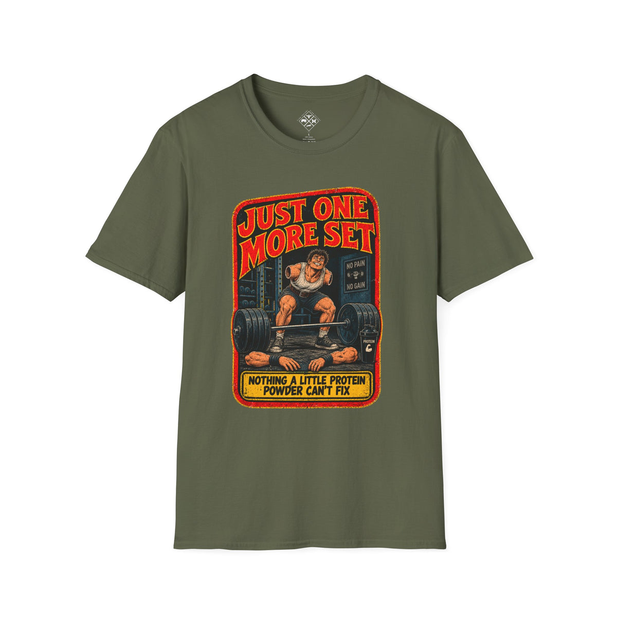 Just One More Set weightlifting barbell graphic T-Shirt