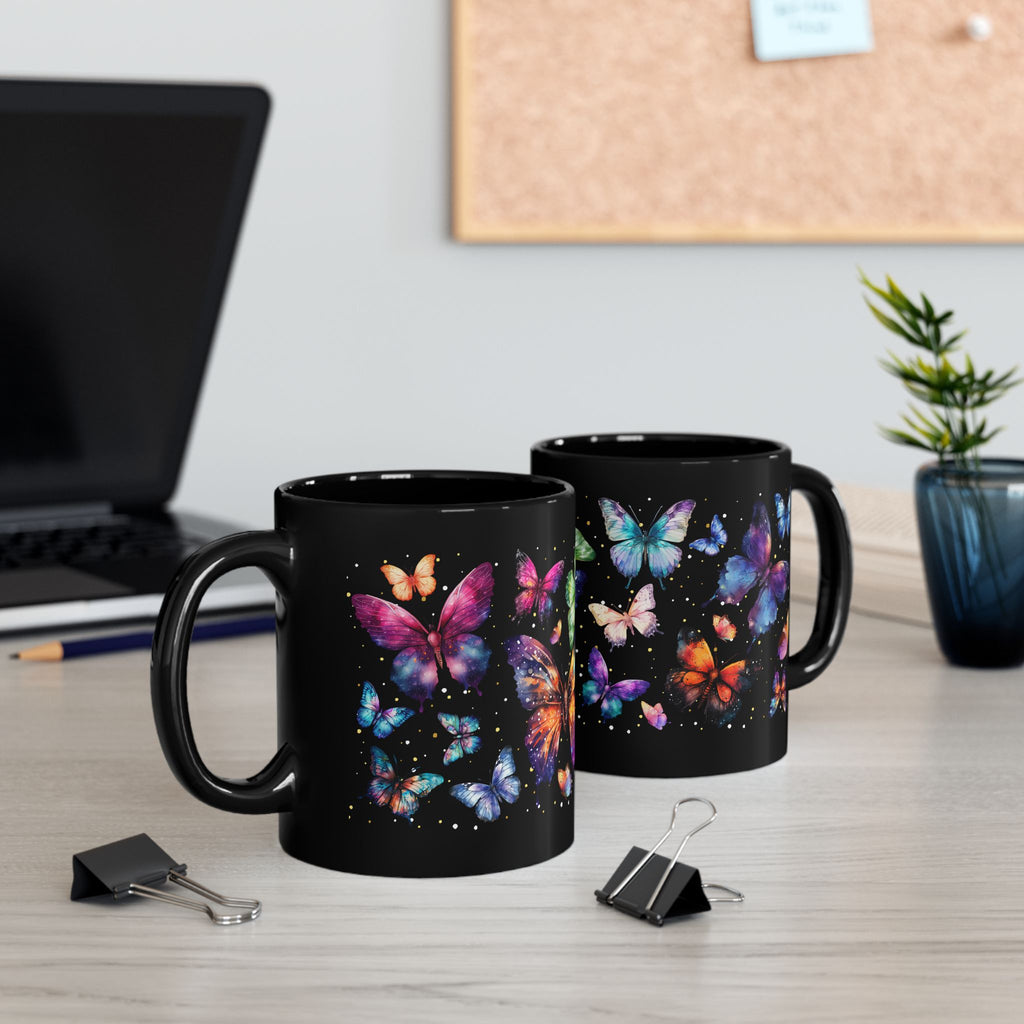 Butterfly Mug, Colorful Insect Print Coffee Cup 11oz