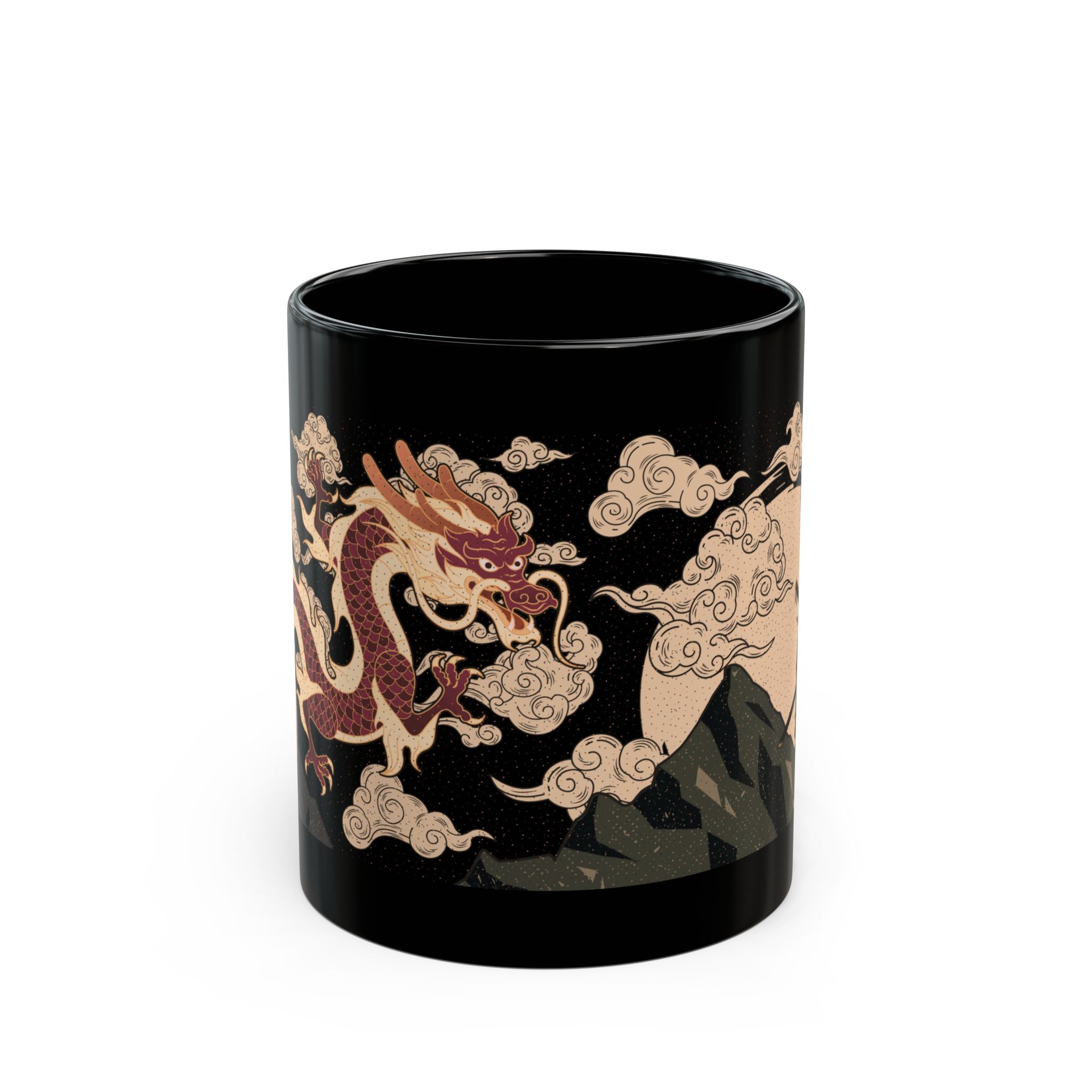 Taza negra con diseño de dragón de 325 ml