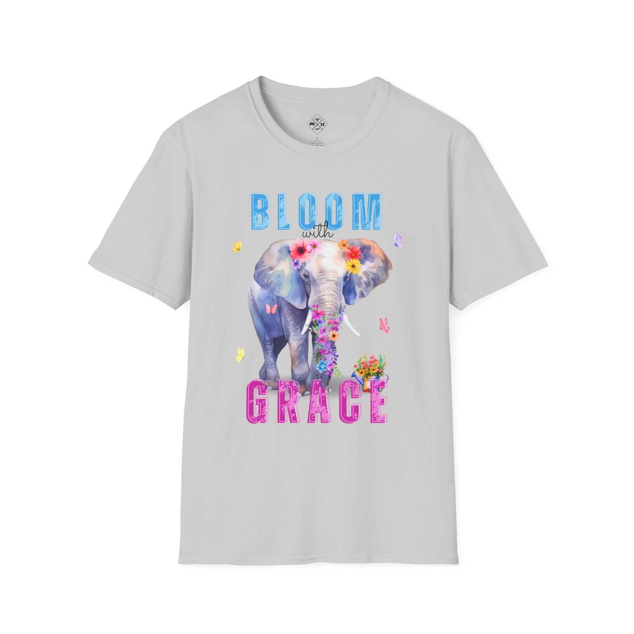Camiseta "Florece con Gracia", Camiseta Floral de Elefante