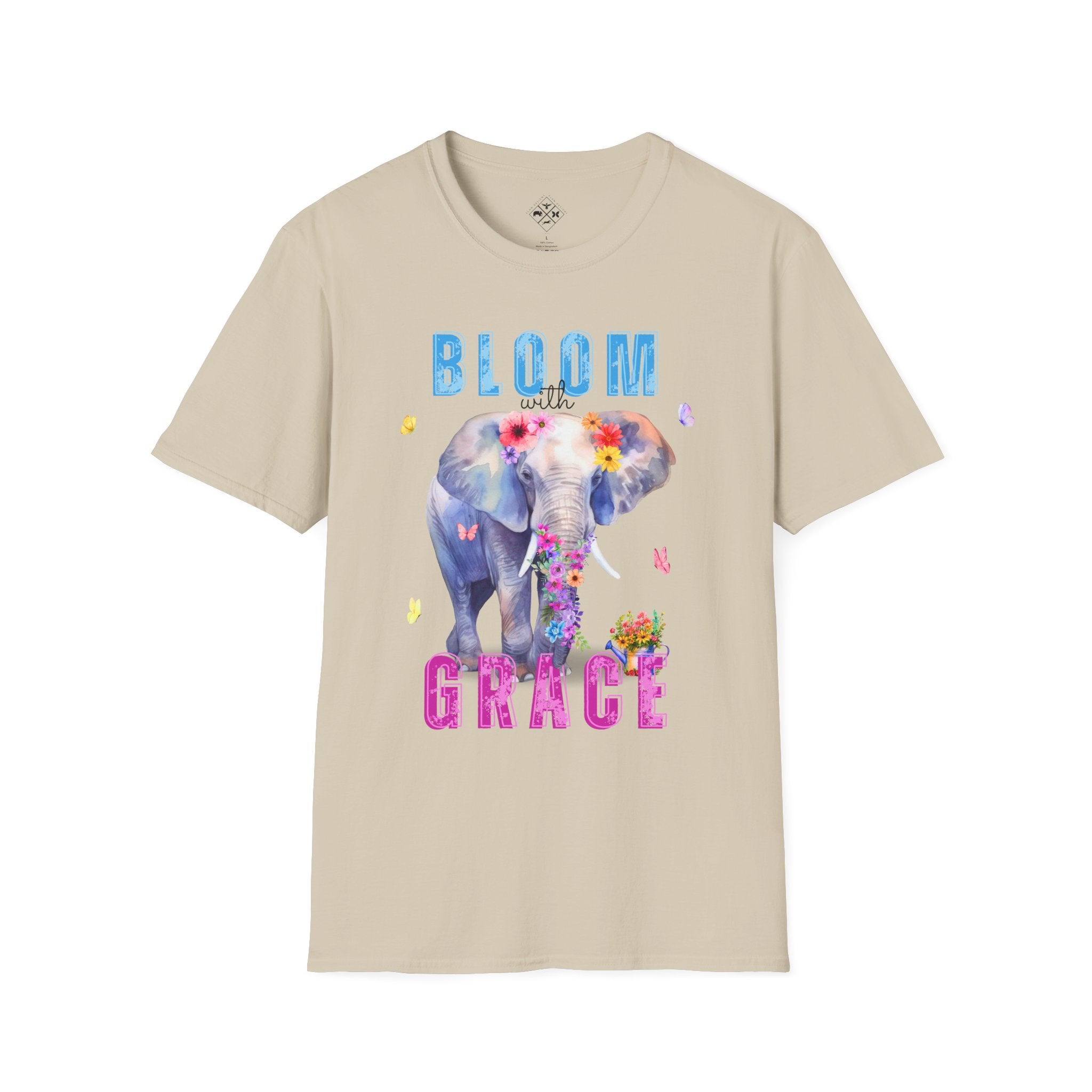Camiseta "Florece con Gracia", Camiseta Floral de Elefante