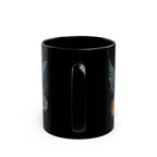 Blue and Gold Humming Birds Black Mug 11oz