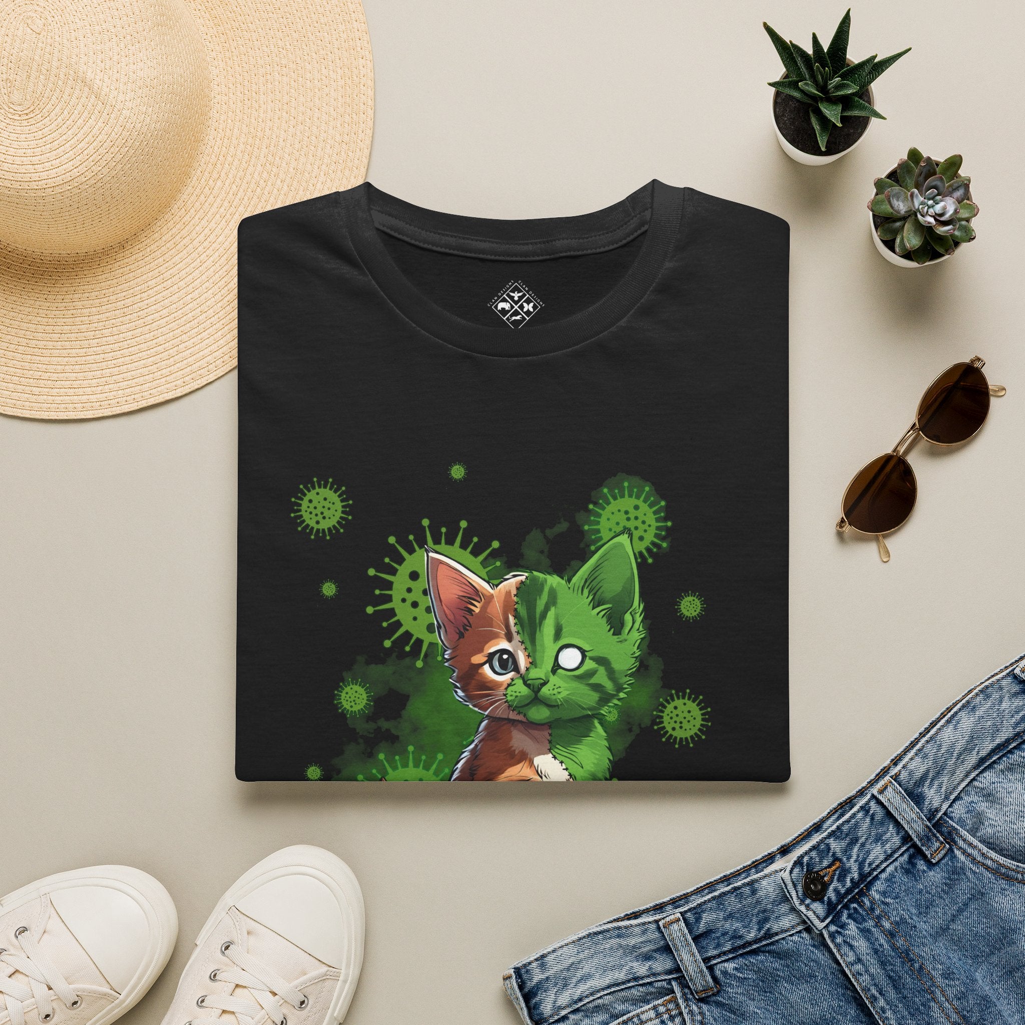 Camiseta personalizada de gatito zombi