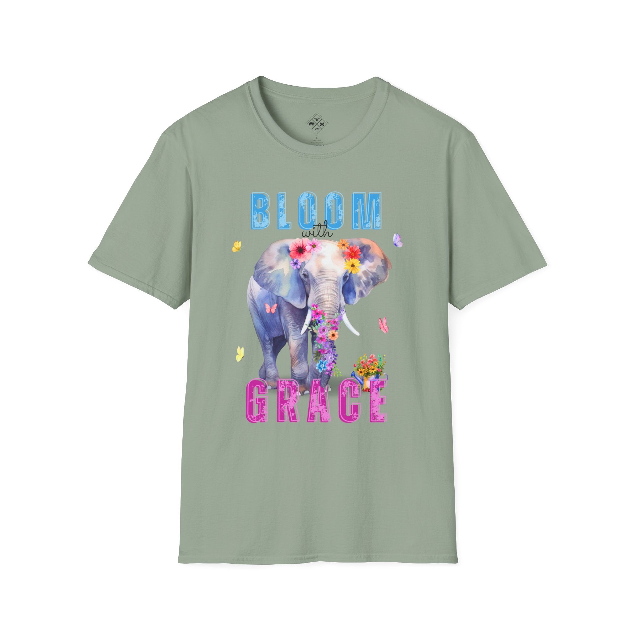 Camiseta "Florece con Gracia", Camiseta Floral de Elefante