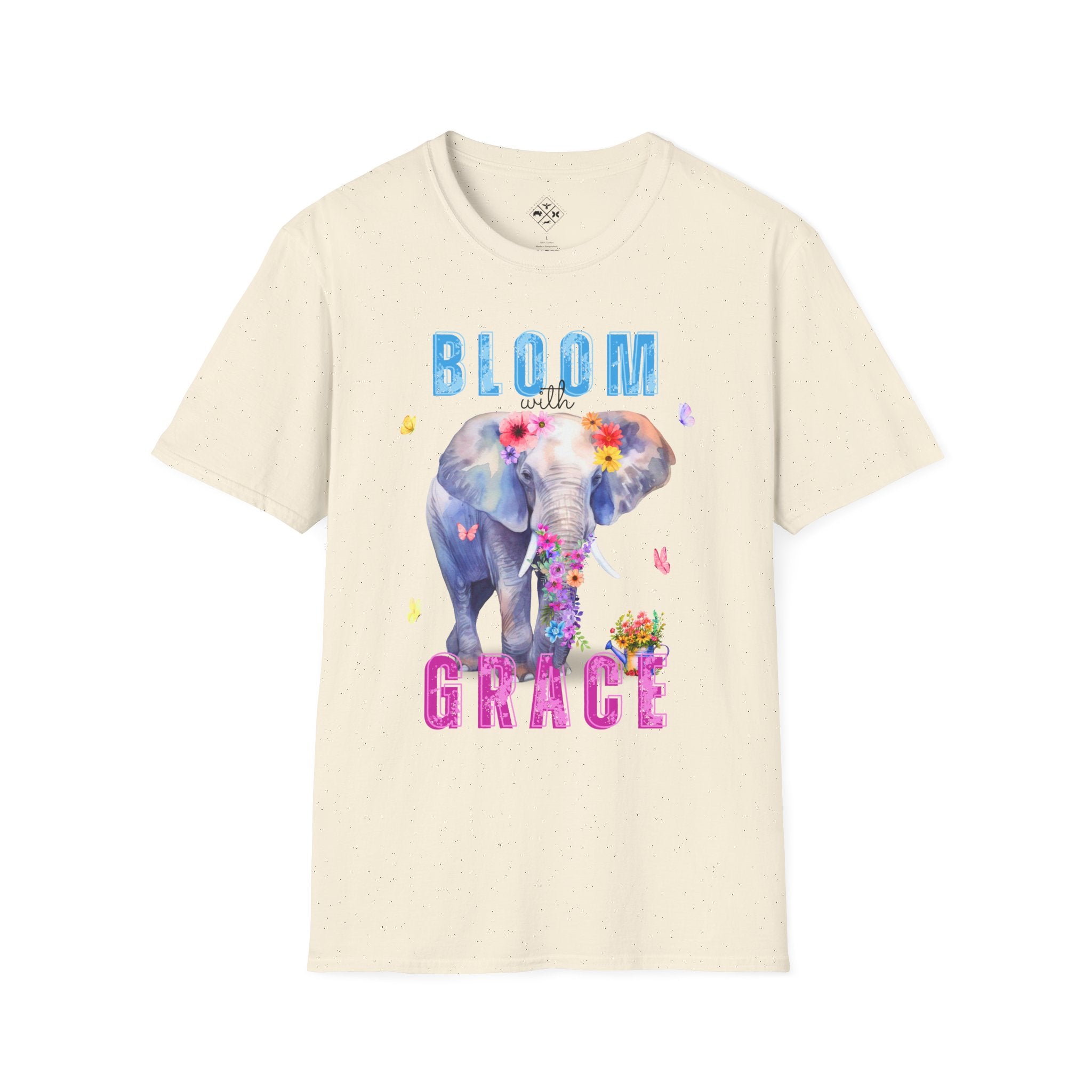 Camiseta "Florece con Gracia", Camiseta Floral de Elefante