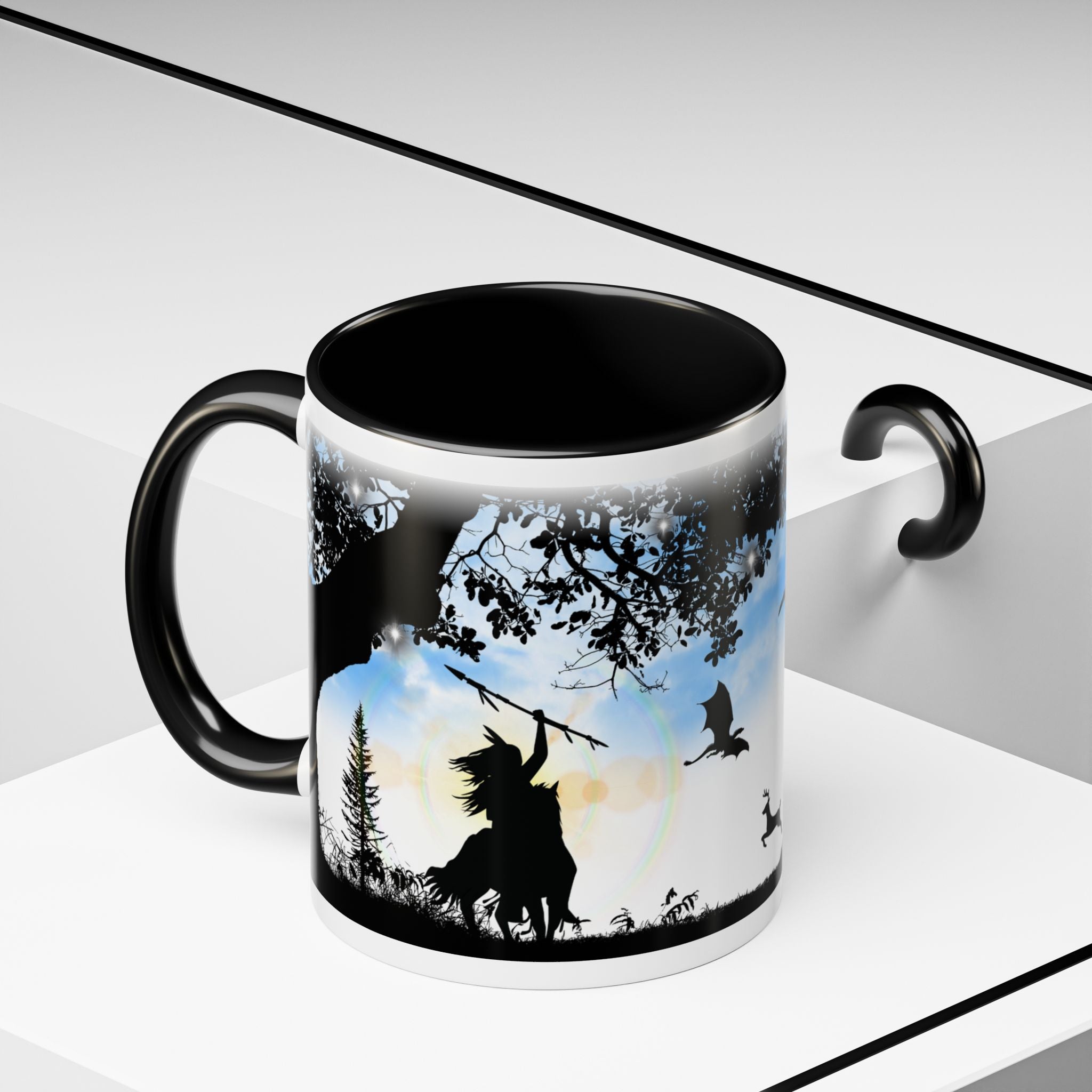 Taza de café con temática de fantasía, blanca, 11oz