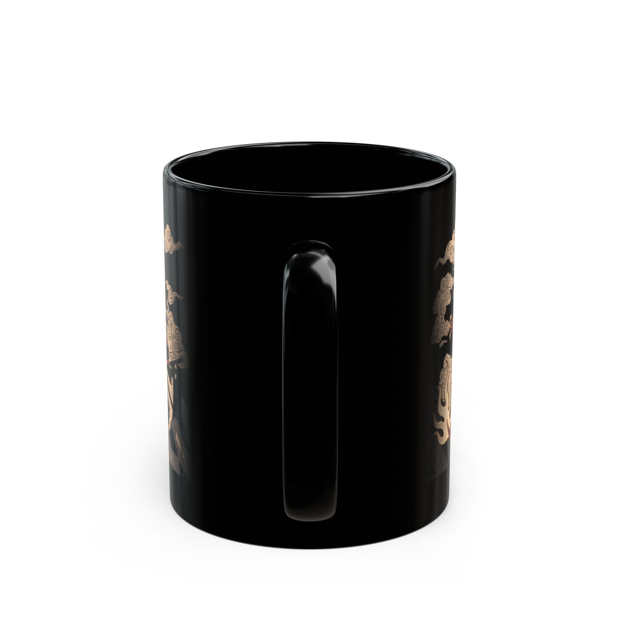 Taza negra con diseño de dragón de 325 ml