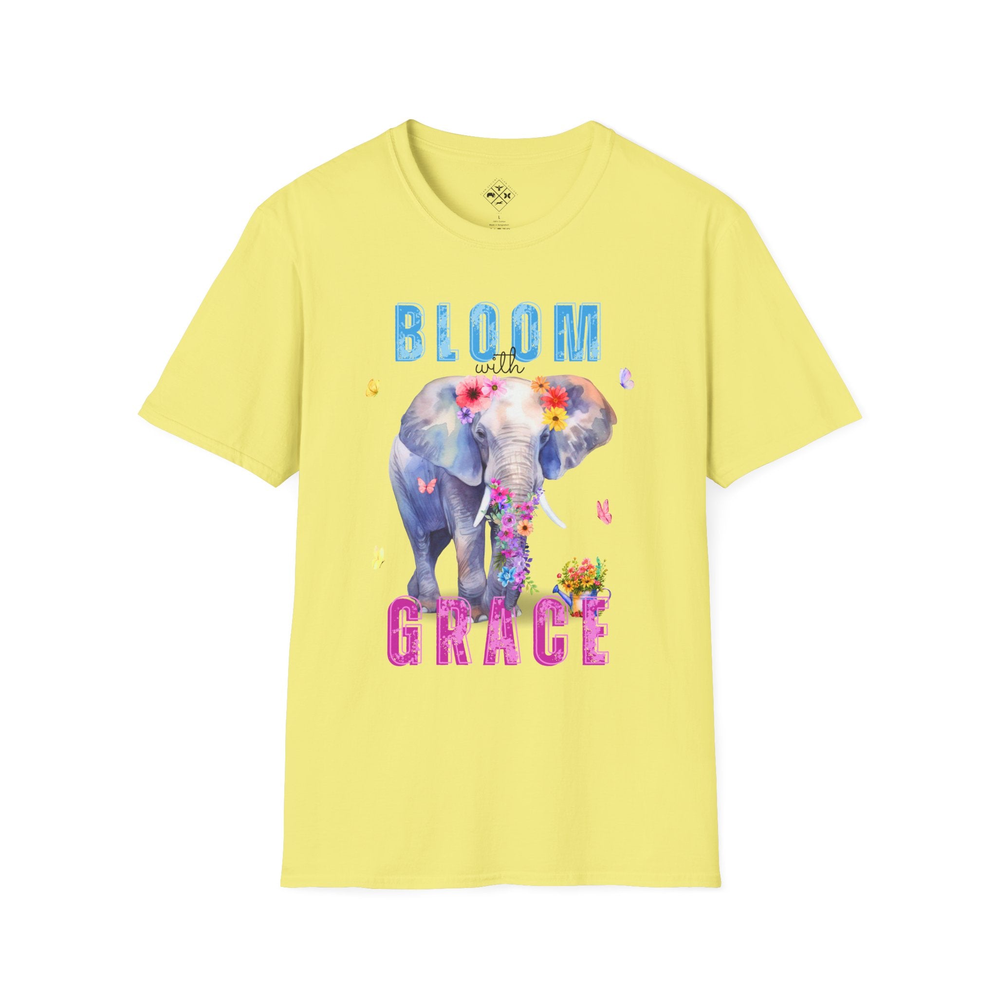Camiseta "Florece con Gracia", Camiseta Floral de Elefante
