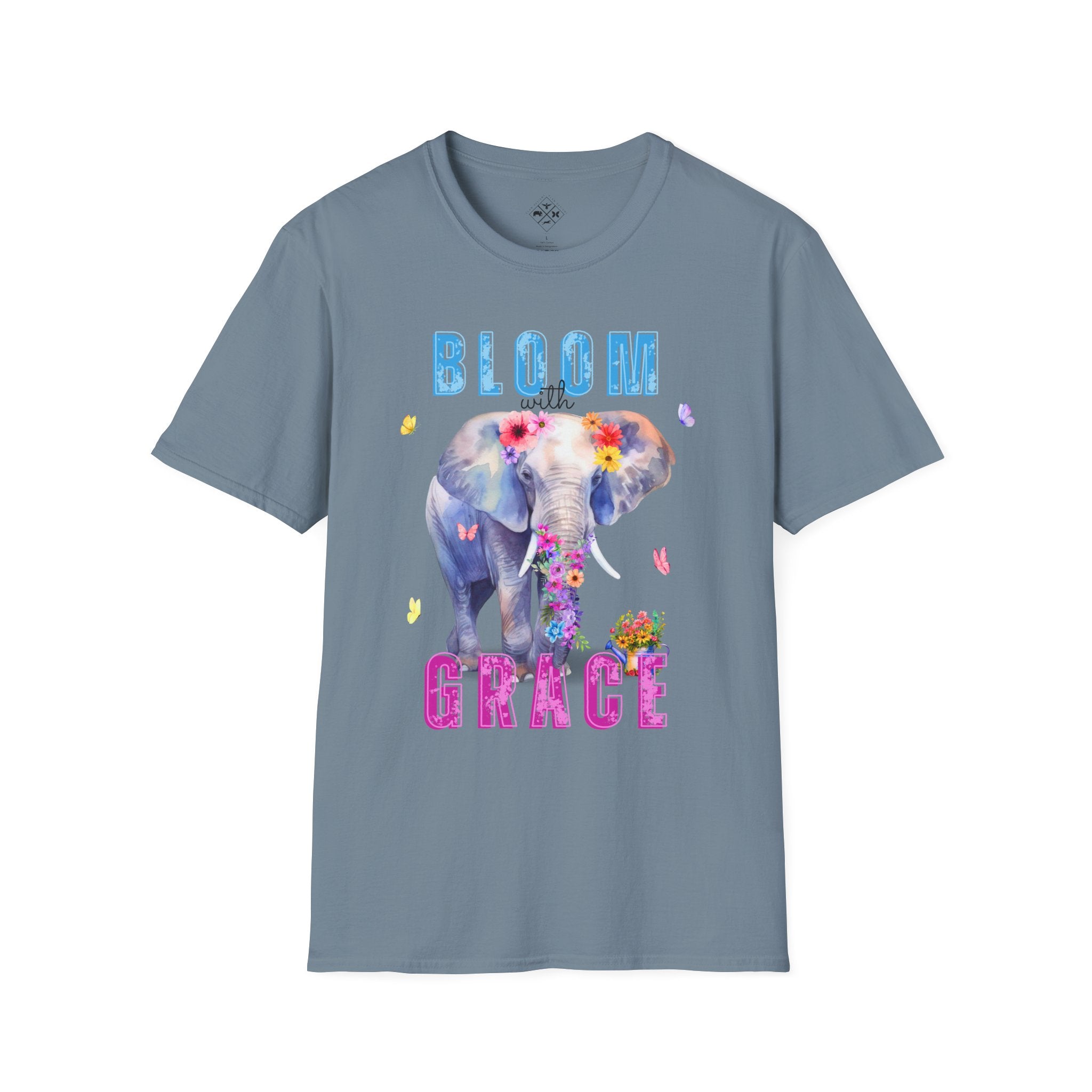Camiseta "Florece con Gracia", Camiseta Floral de Elefante