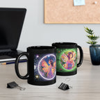 Butterfly Fairy Black Mug, Nature Lover Coffee Cup 11oz