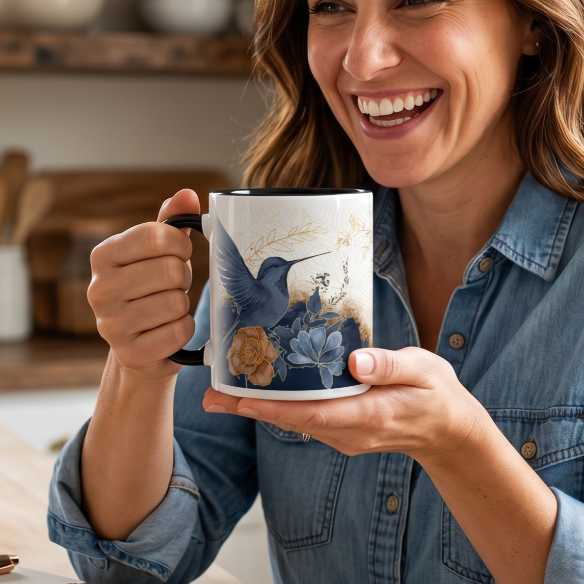 Taza de café con diseño floral de 11 oz