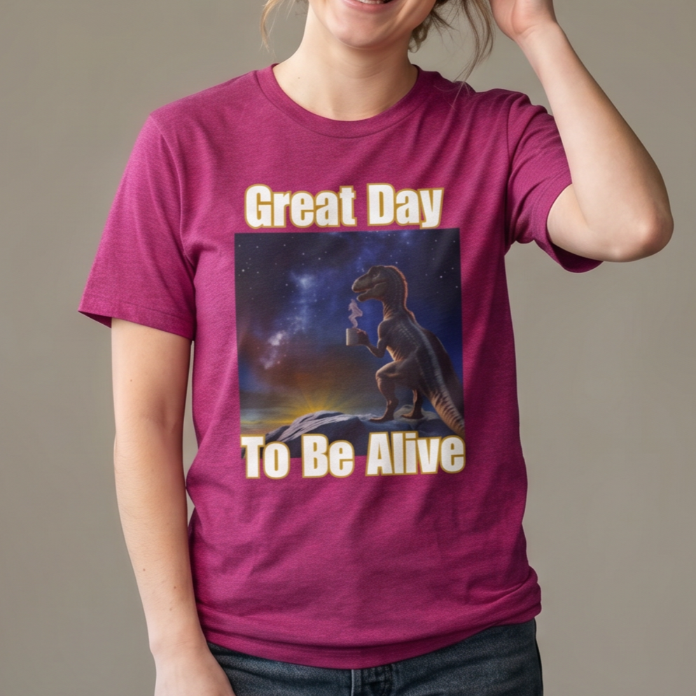 Camiseta de café Amanecer de dinosaurio