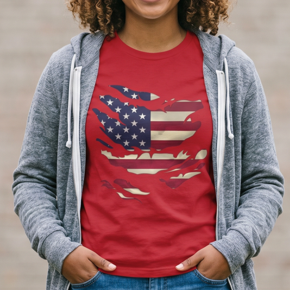 Camiseta patriótica unisex | Camiseta Softstyle con la bandera de EE. UU.