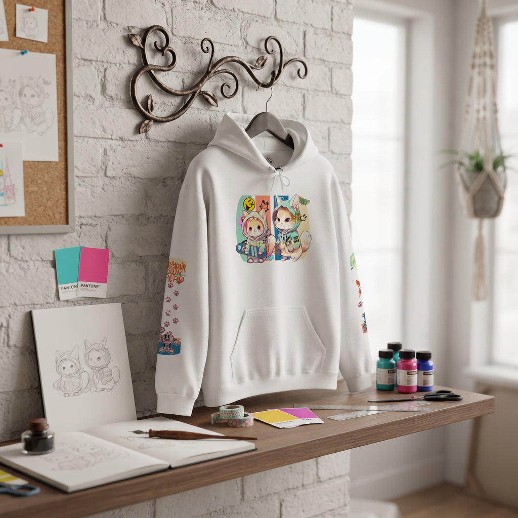 Skateboard Kittens Hooded Sweatshirt