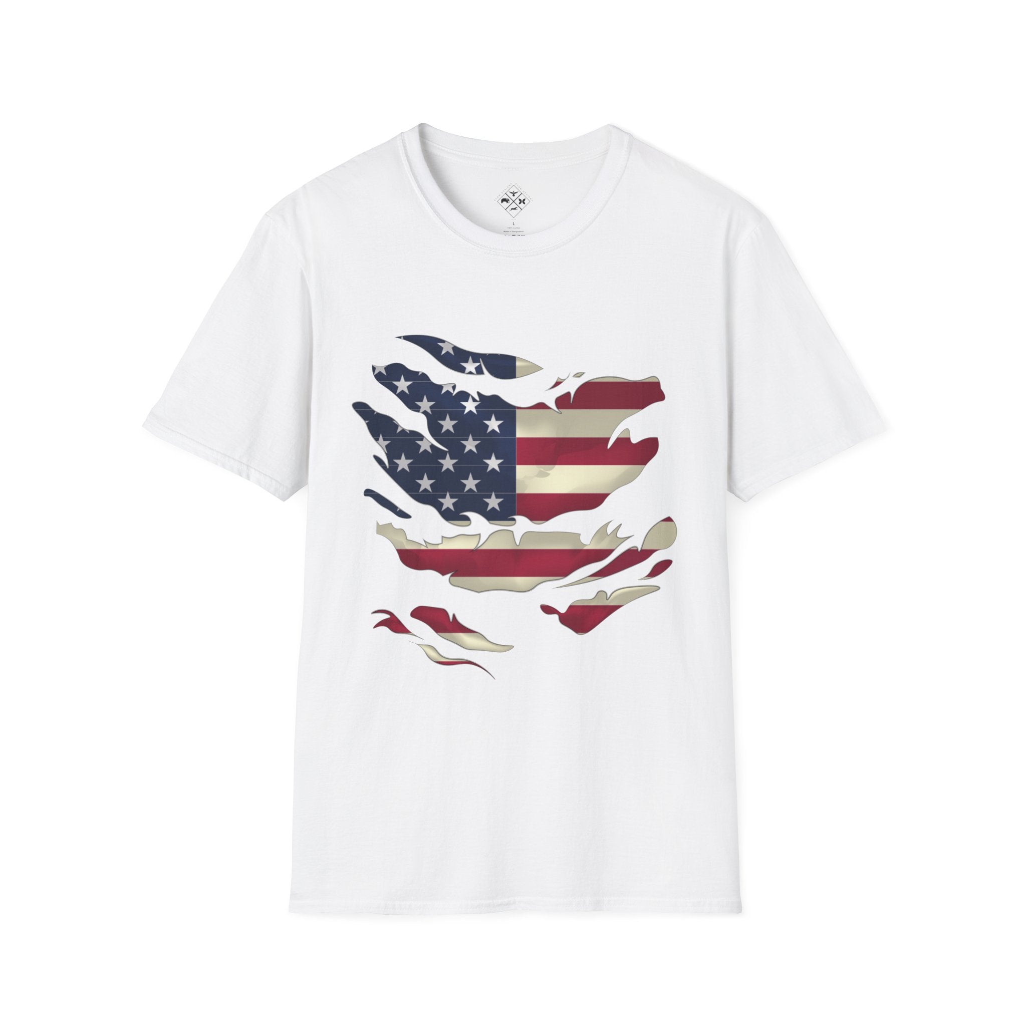 Camiseta patriótica unisex | Camiseta Softstyle con la bandera de EE. UU.