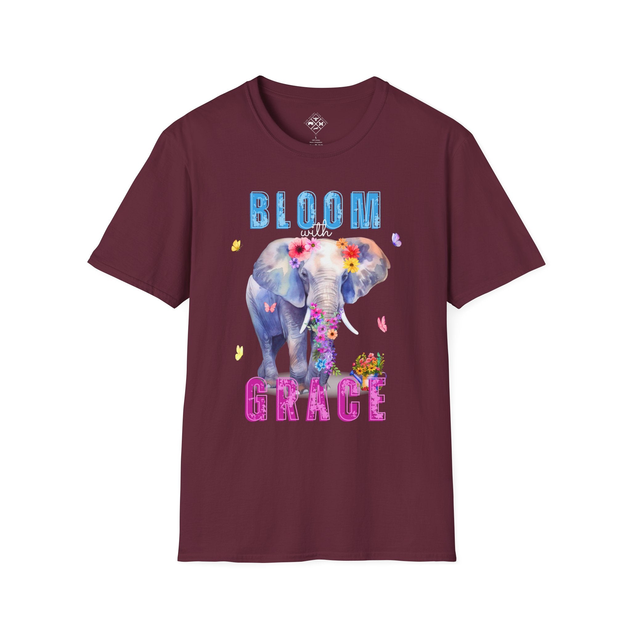 Camiseta "Florece con Gracia", Camiseta Floral de Elefante