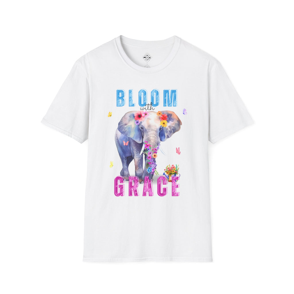 Bloom with Grace Shirt, Elephant Floral Tee T-Shirt
