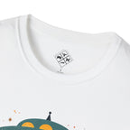 Pumpkin Spice UFO Abduction T-Shirt | Fall Leaves, Cozy Couch