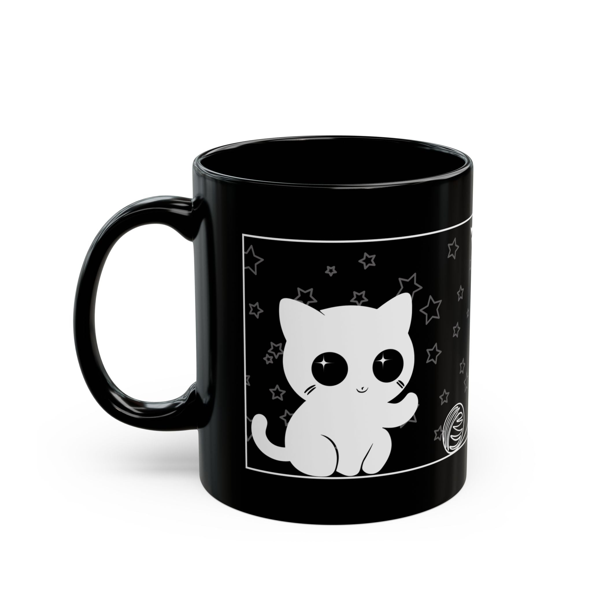 Taza personalizada con nombre de gato negro 11oz