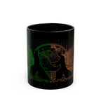 Samurai Spirit Fight Black Mug, Japanese Warrior Coffee Cup 11oz