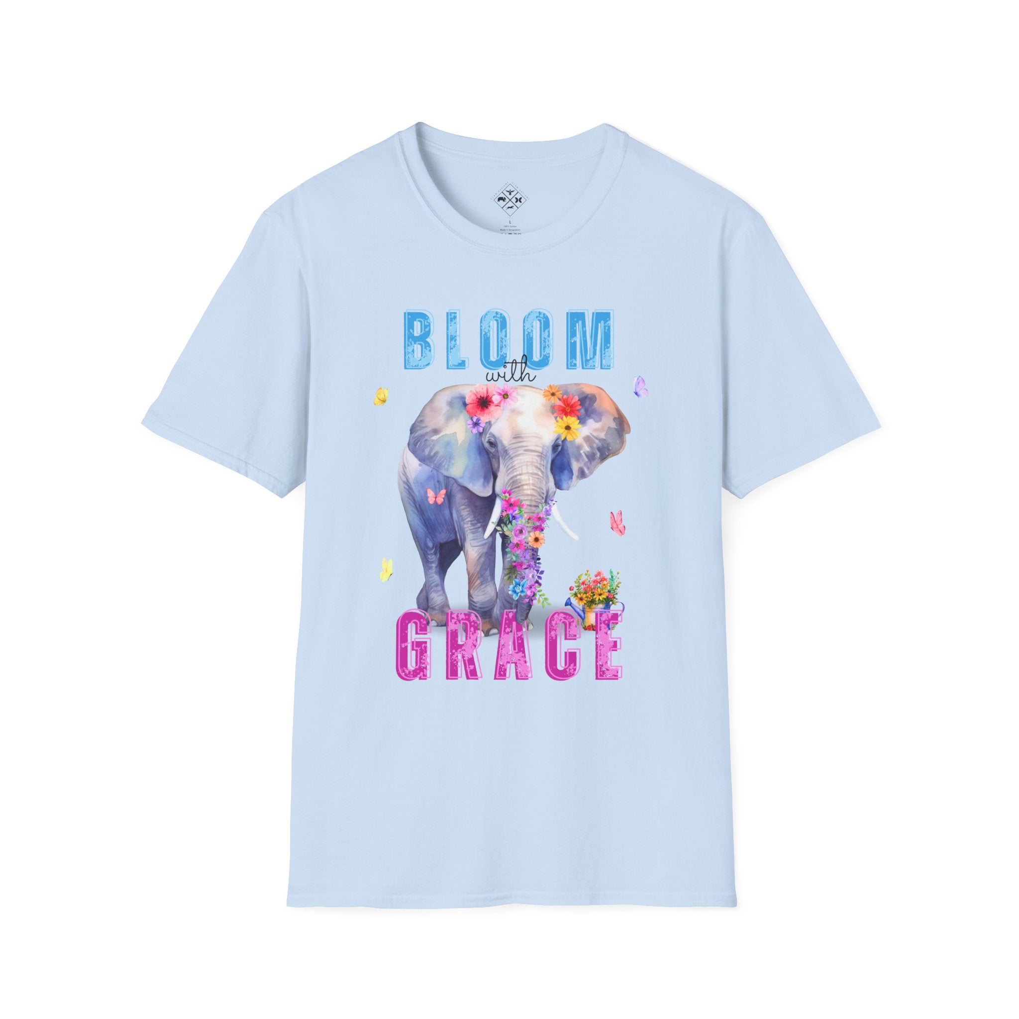 Camiseta "Florece con Gracia", Camiseta Floral de Elefante