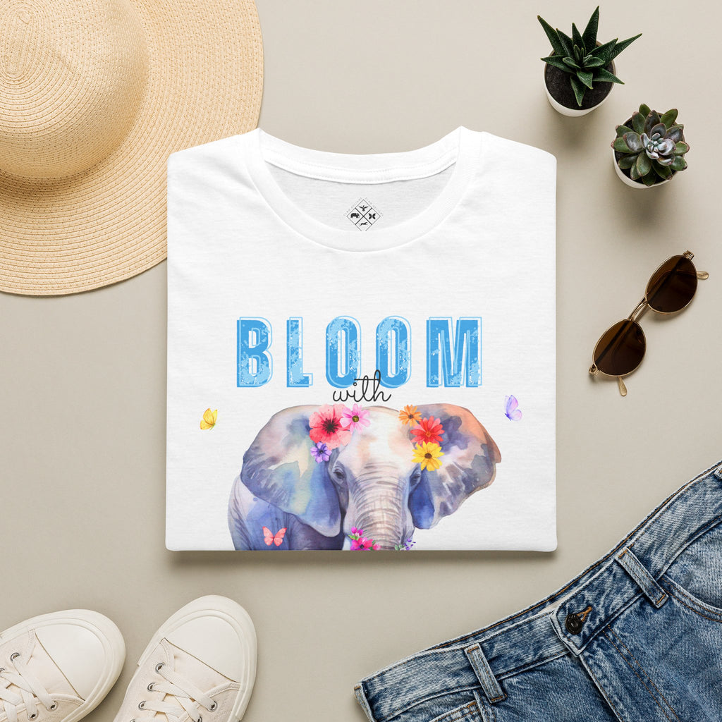 Bloom with Grace Shirt, Elephant Floral Tee T-Shirt