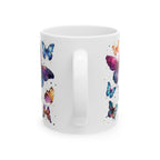 Butterfly Ceramic Mug, White Mug with Butterflies 11oz