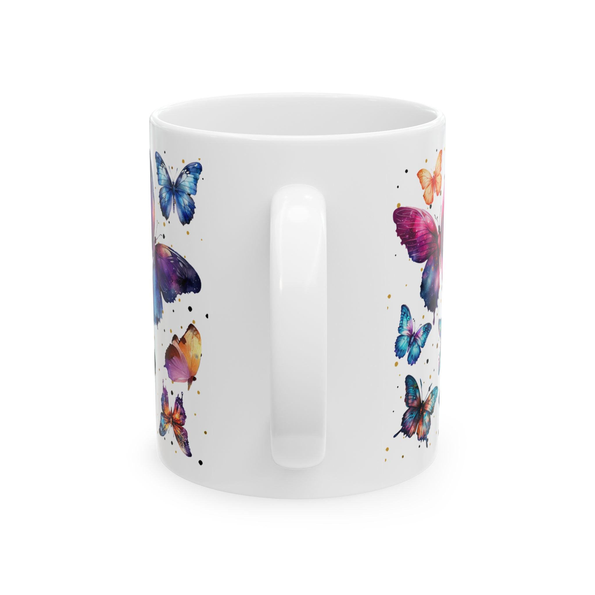 Taza de cerámica con mariposas, taza blanca con mariposas de 11 oz