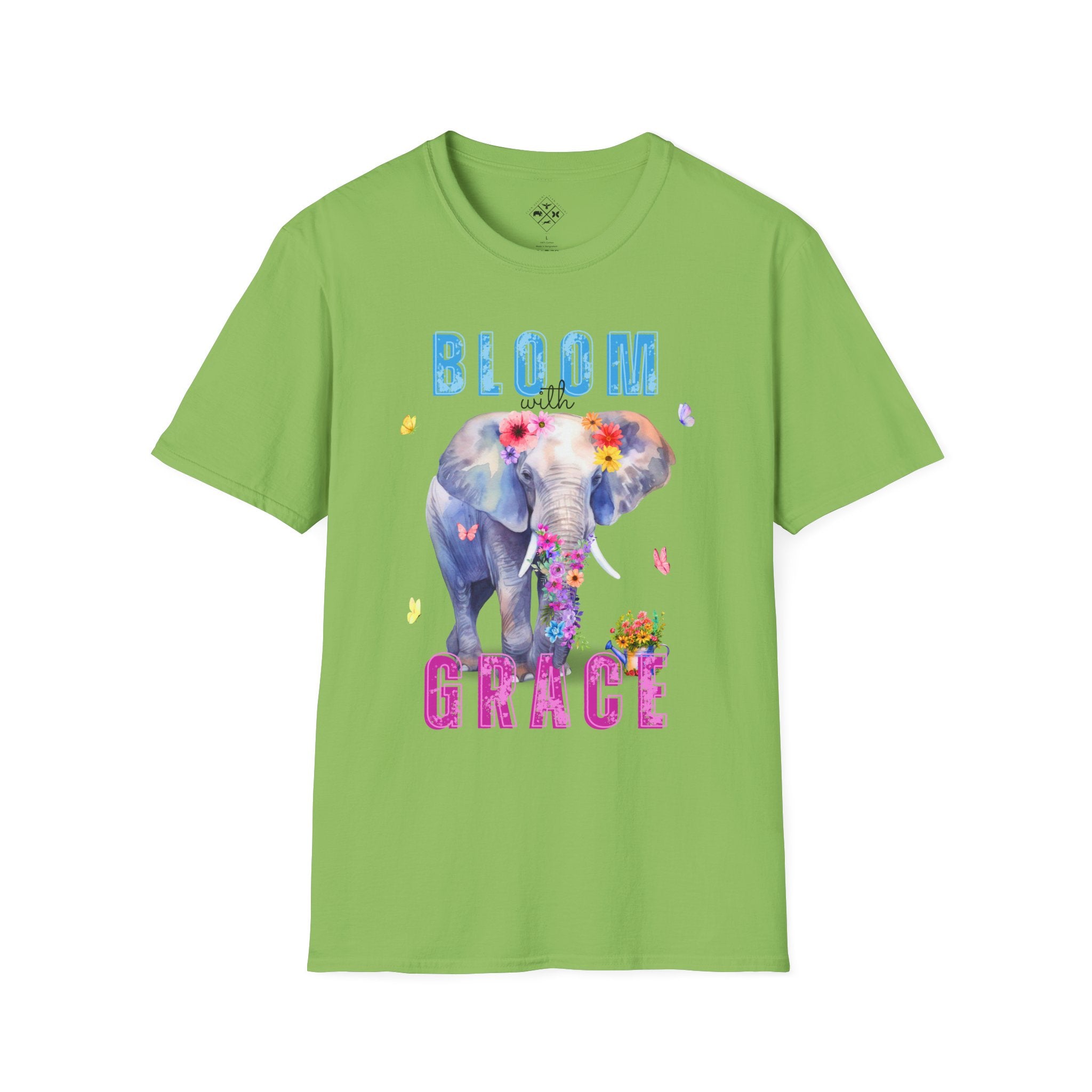 Camiseta "Florece con Gracia", Camiseta Floral de Elefante