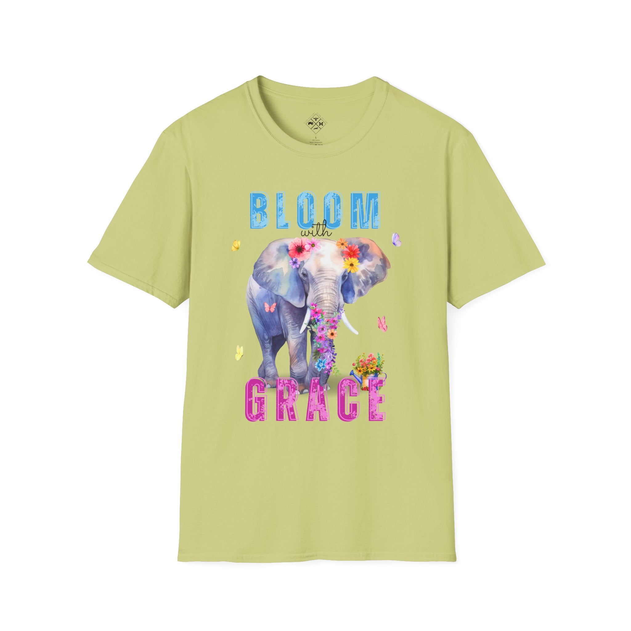 Camiseta "Florece con Gracia", Camiseta Floral de Elefante