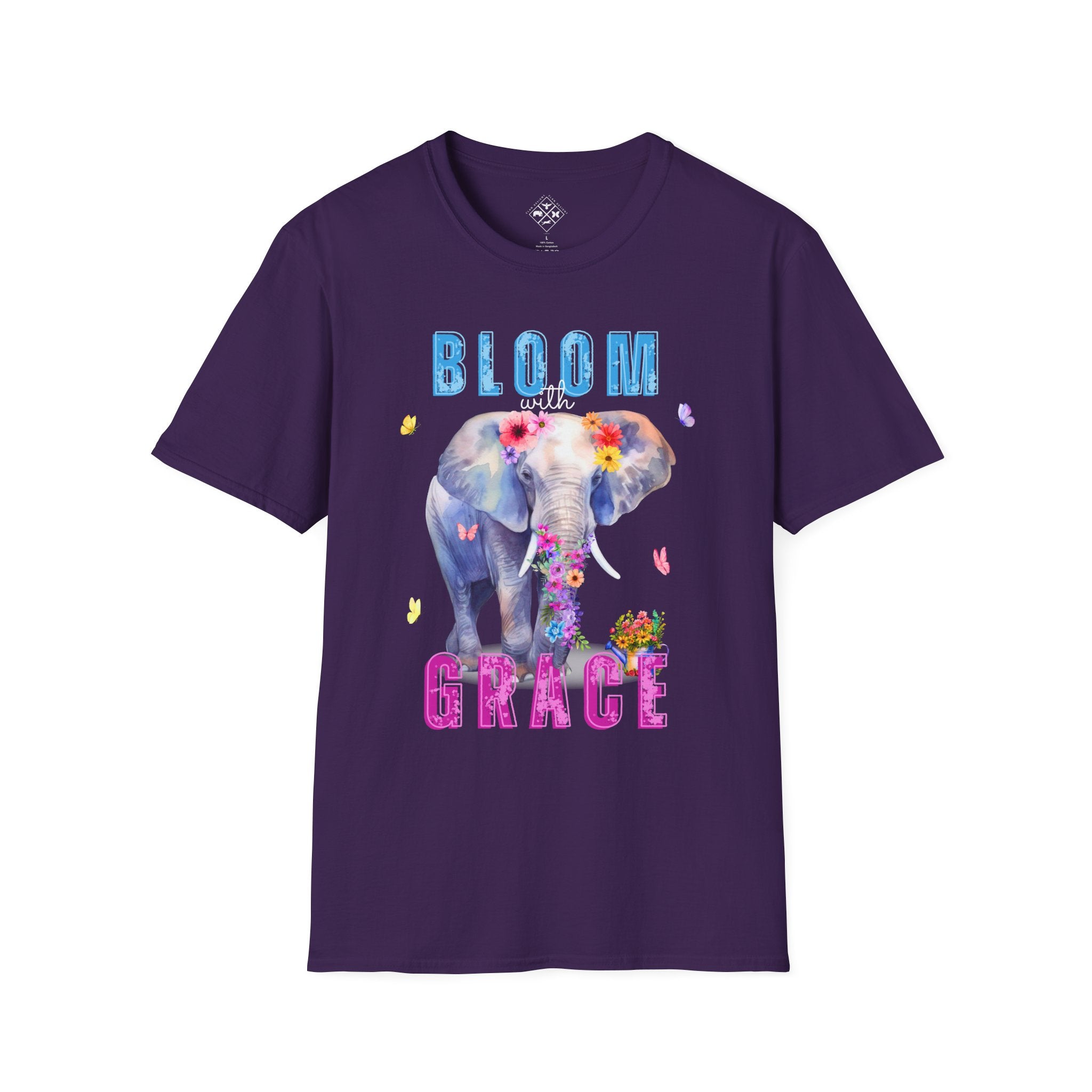 Camiseta "Florece con Gracia", Camiseta Floral de Elefante