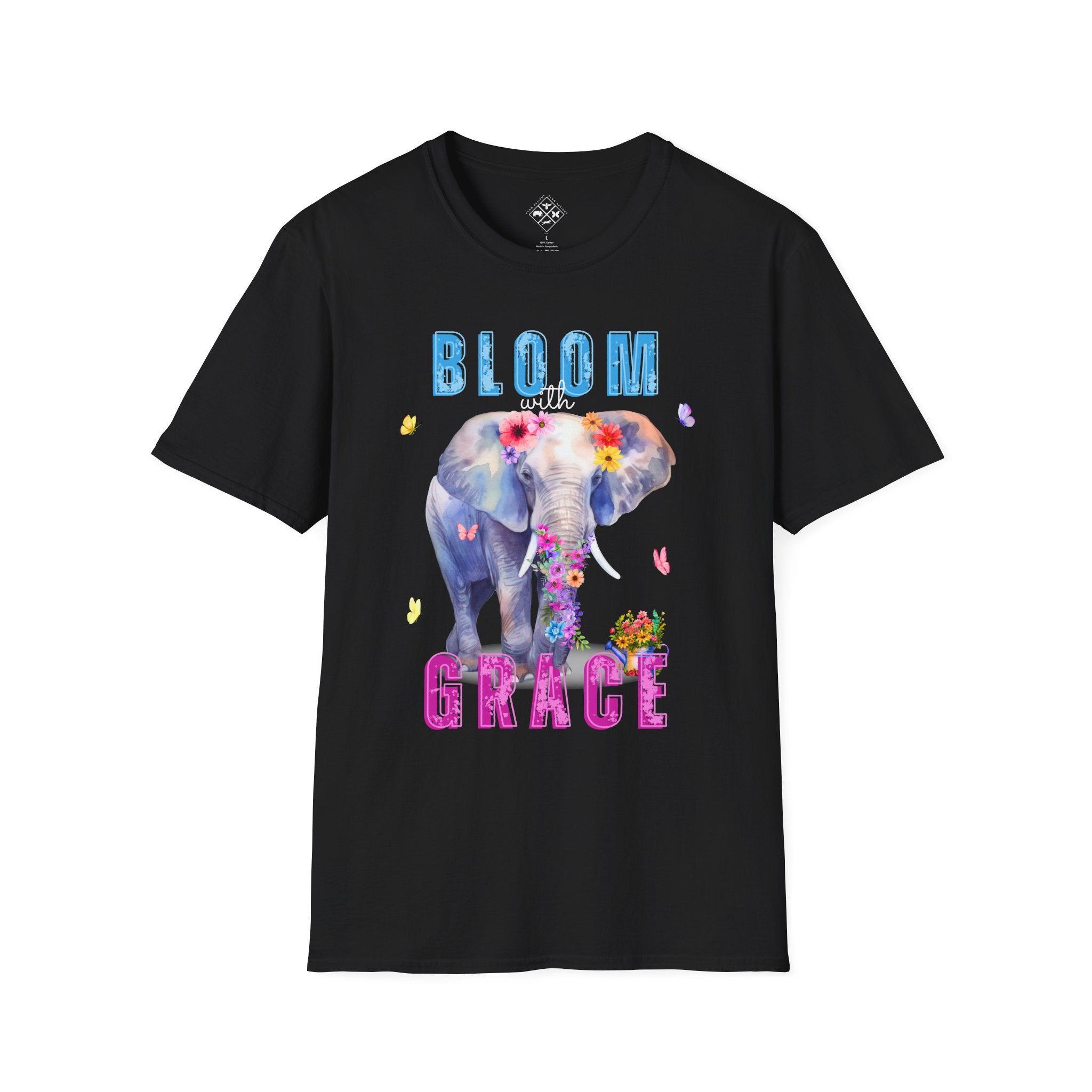 Camiseta "Florece con Gracia", Camiseta Floral de Elefante