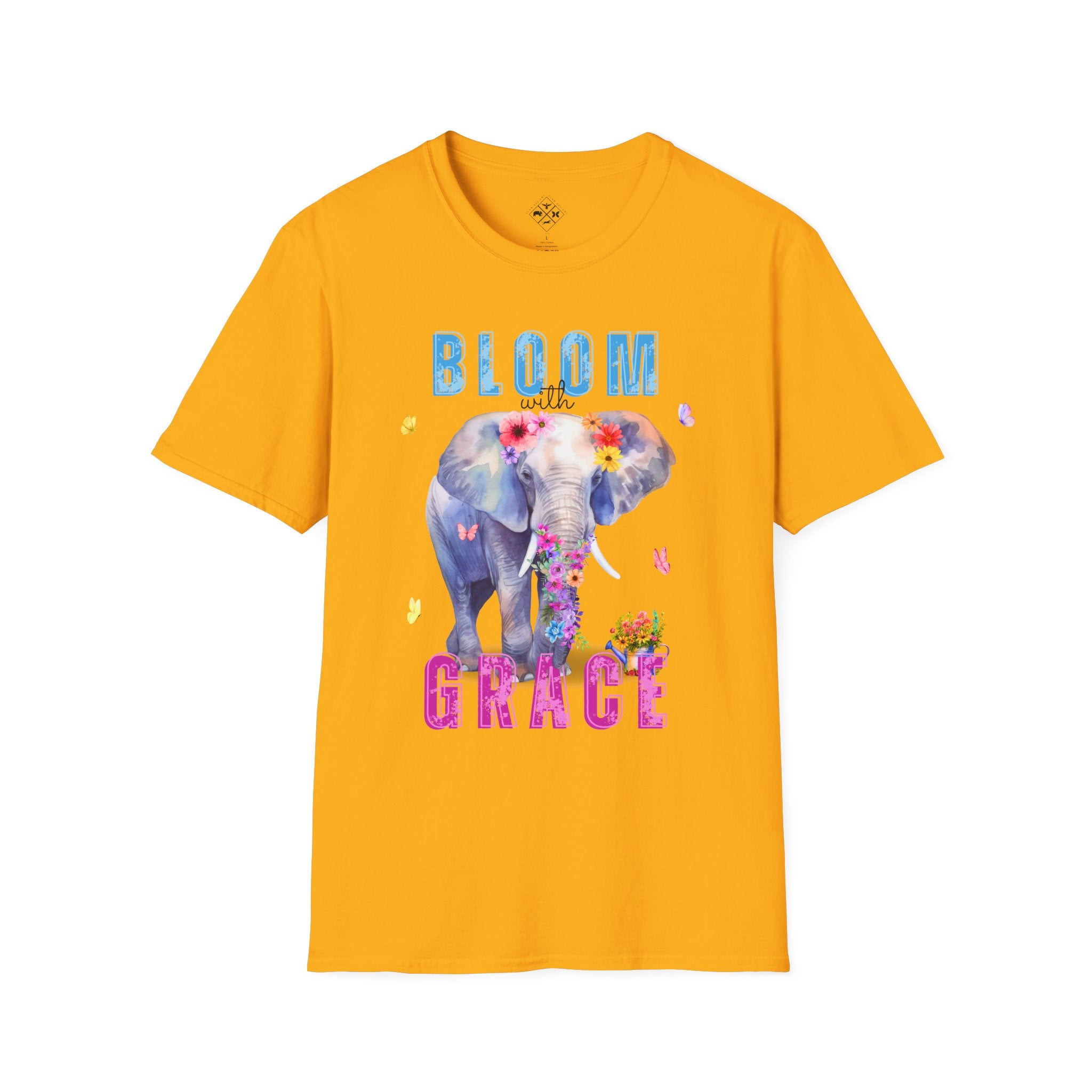 Camiseta "Florece con Gracia", Camiseta Floral de Elefante