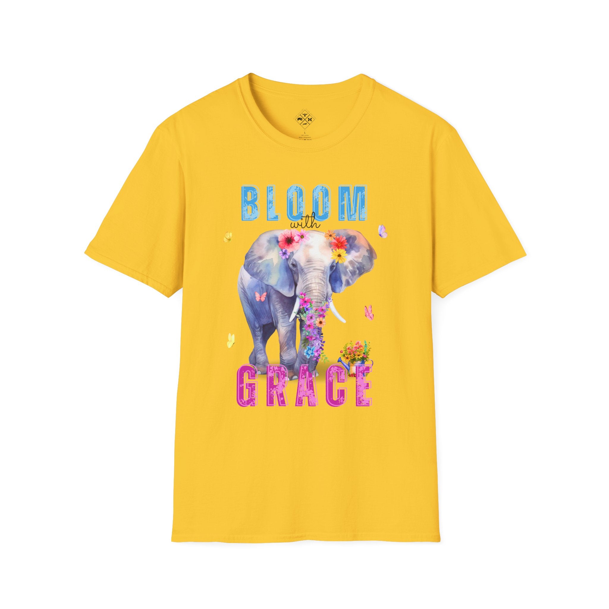 Camiseta "Florece con Gracia", Camiseta Floral de Elefante