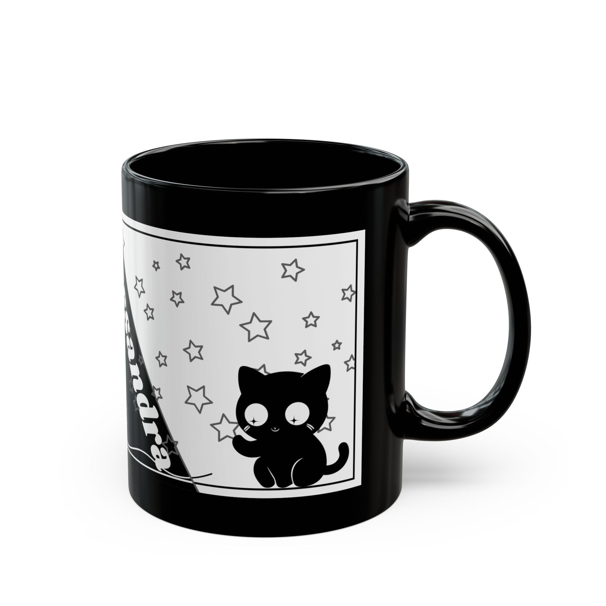 Taza personalizada con nombre de gato negro 11oz